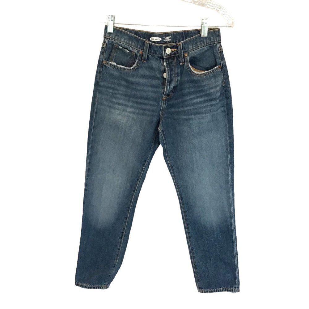Old Navy Jeans OG Kids Unisex Sz 12 High Rise Button Front Medium Wash 5-Pocket